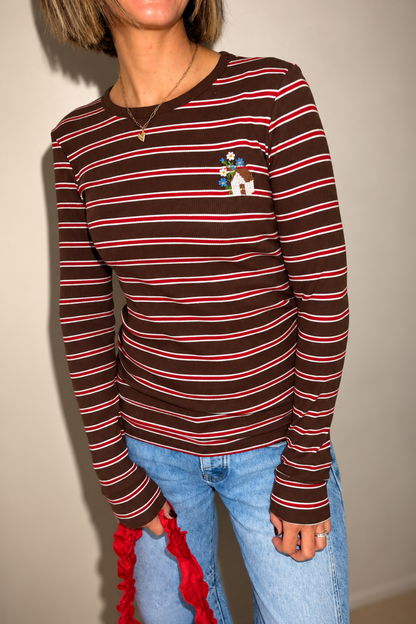 O&F Cottage Cross Stitch Rib Stripe Tee