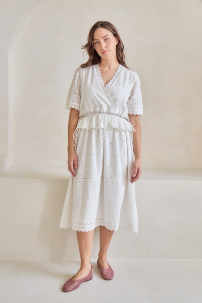 O&F Emmy Heart Broderie Anglaise Dress