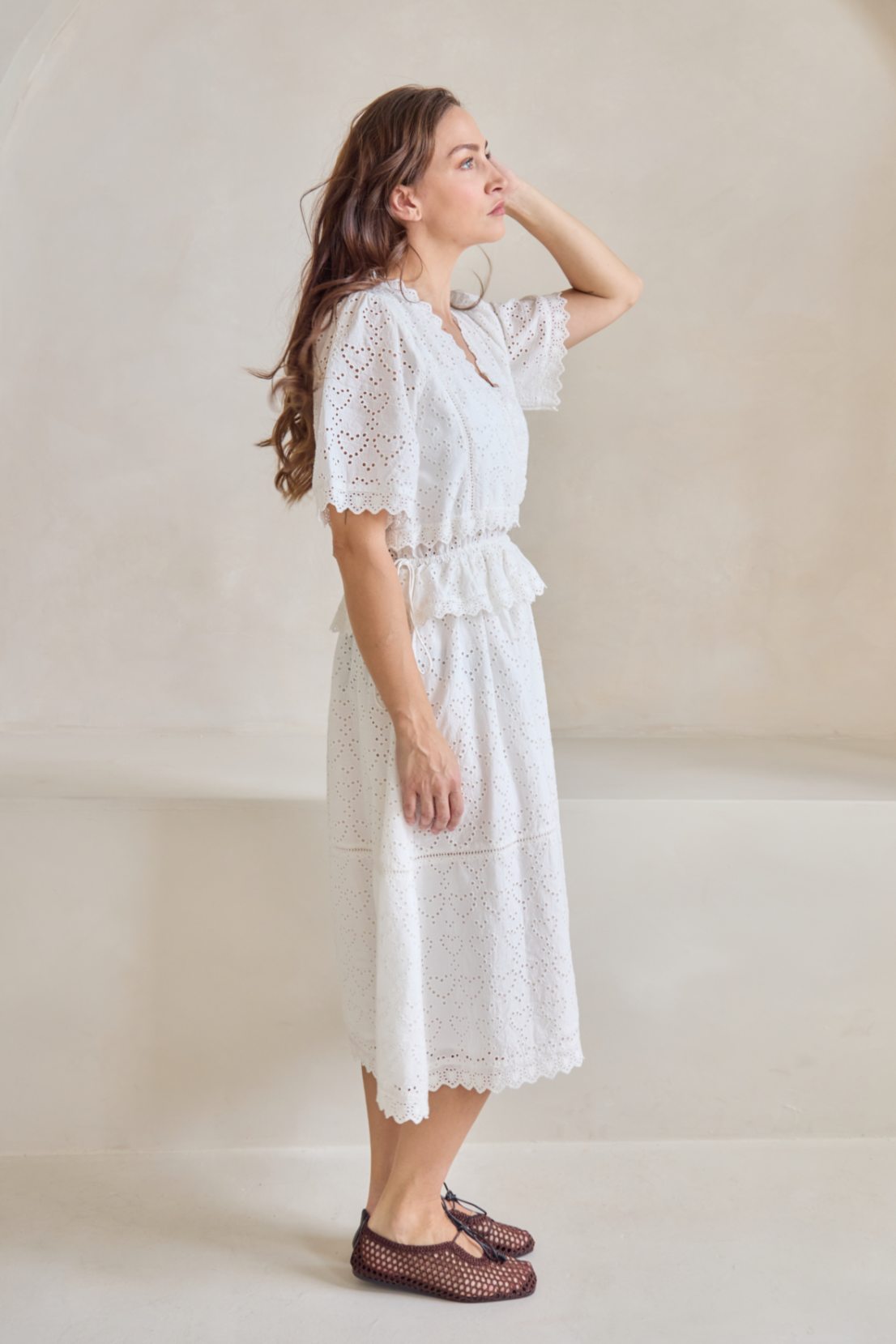 O&F Emmy Heart Broderie Anglaise Dress