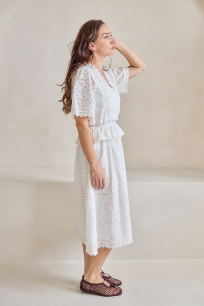 O&F Emmy Heart Broderie Anglaise Dress