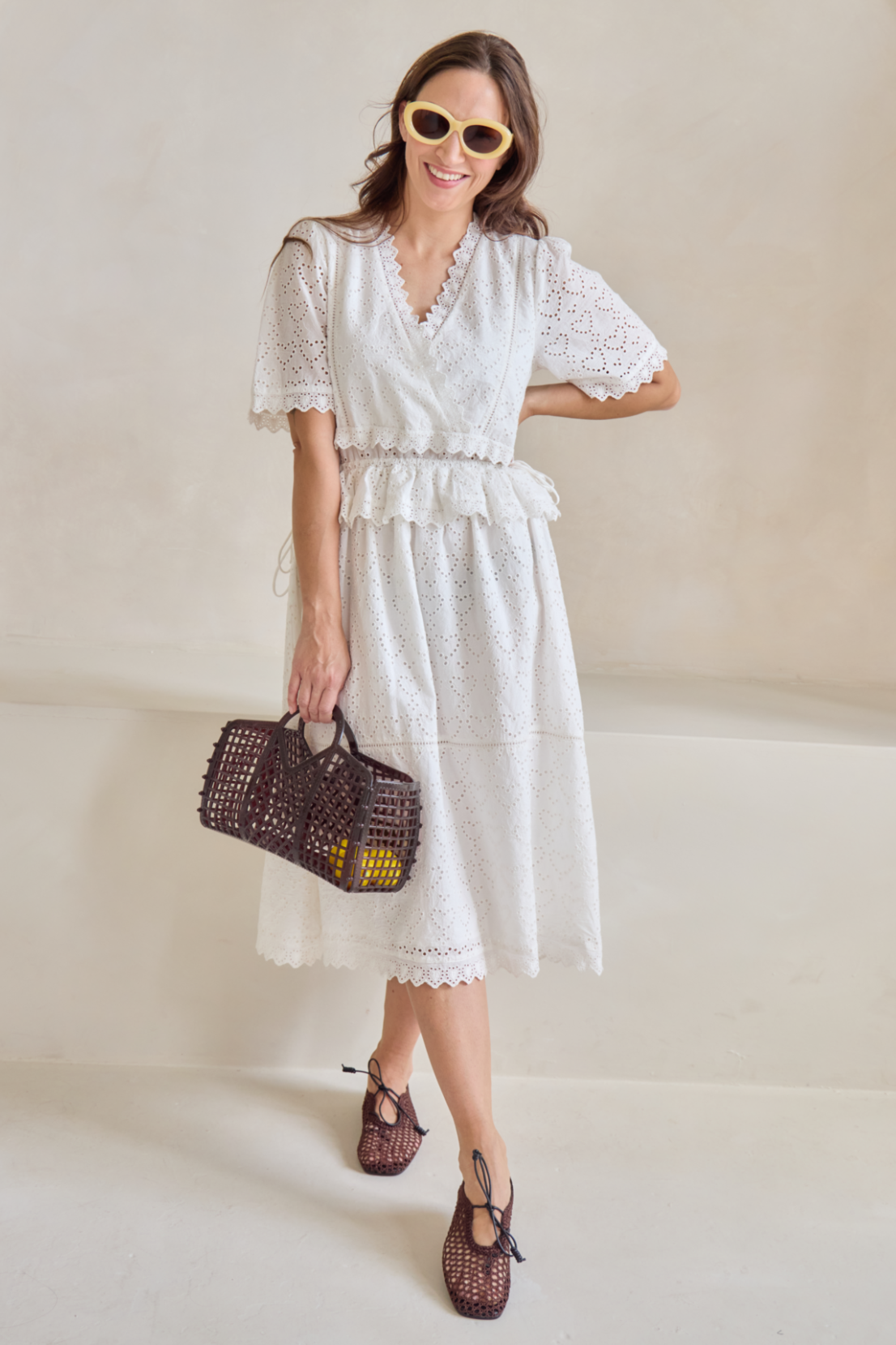 O&F Emmy Heart Broderie Anglaise Dress