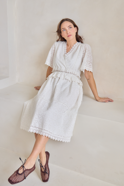 O&F Emmy Heart Broderie Anglaise Dress