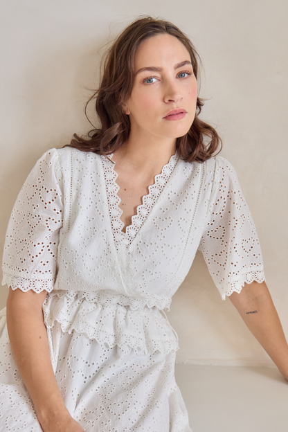 O&F Emmy Heart Broderie Anglaise Dress