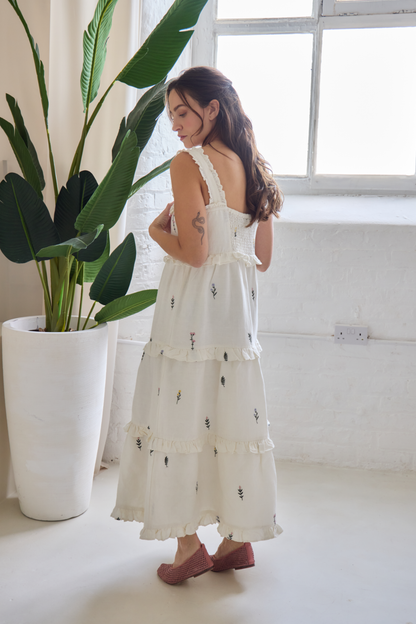 O&F Matilda Floral Embroidered Tiered Sundress