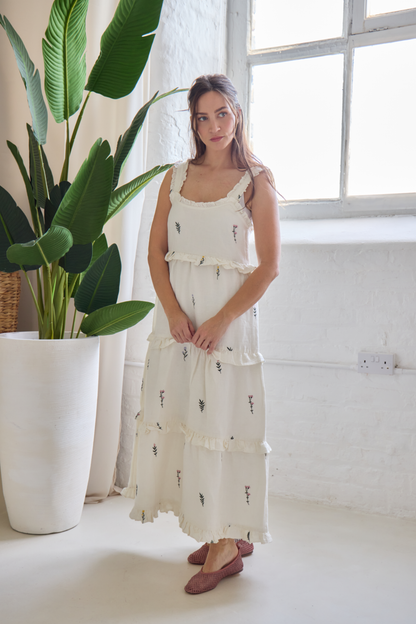 O&F Matilda Floral Embroidered Tiered Sundress