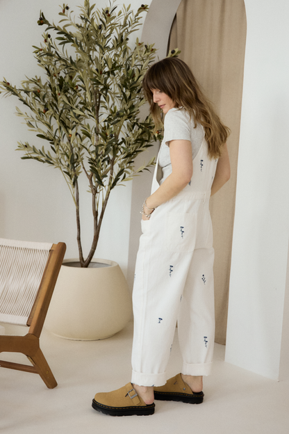 O&F Floral Embroidered Dungarees