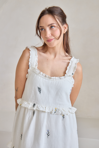 O&F Matilda Floral Embroidered Tiered Sundress