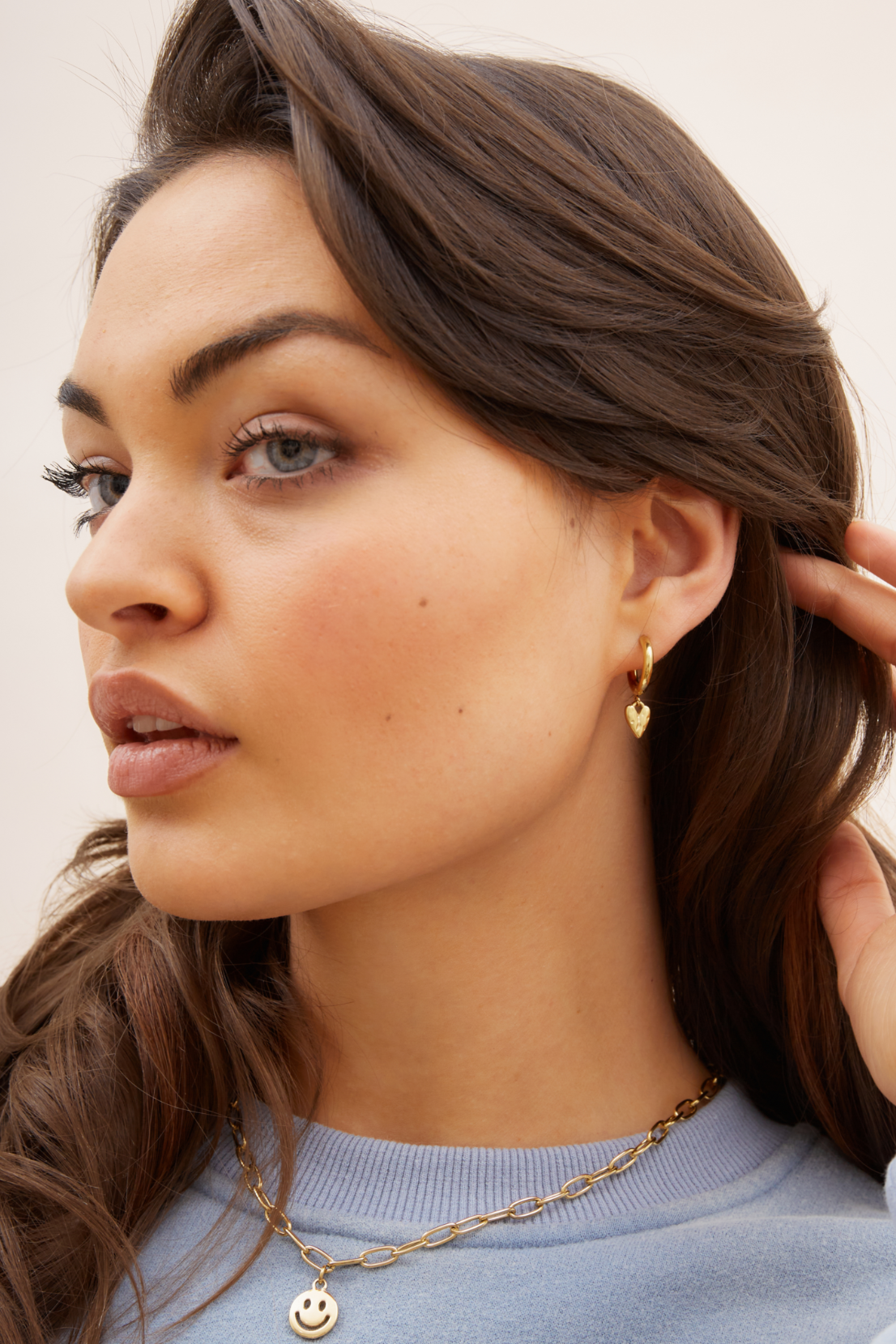 O&F Heart Huggie Earrings