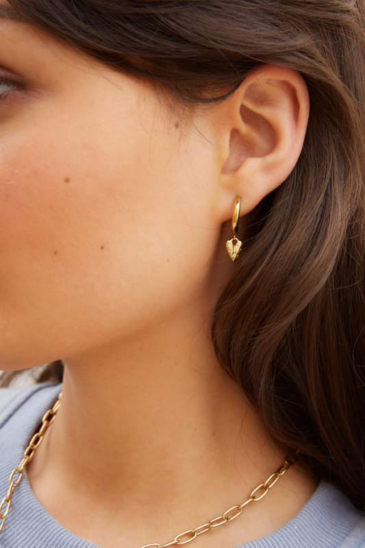 O&F Heart Huggie Earrings
