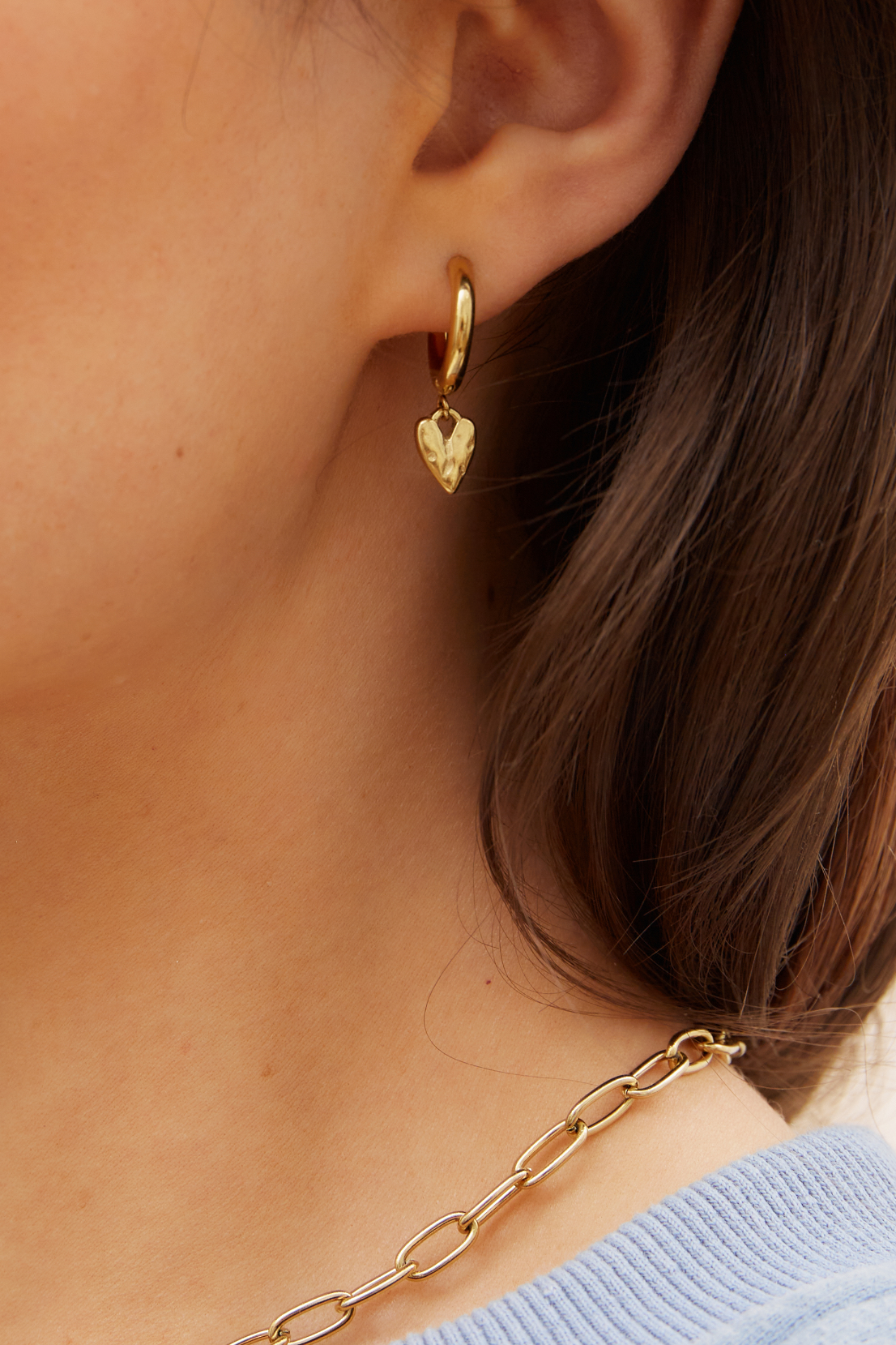 O&F Heart Huggie Earrings