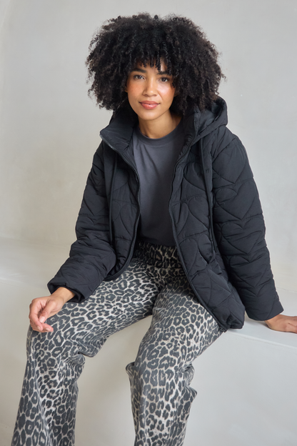 O&F Heart Quilted Coat - Black - Coming Soon