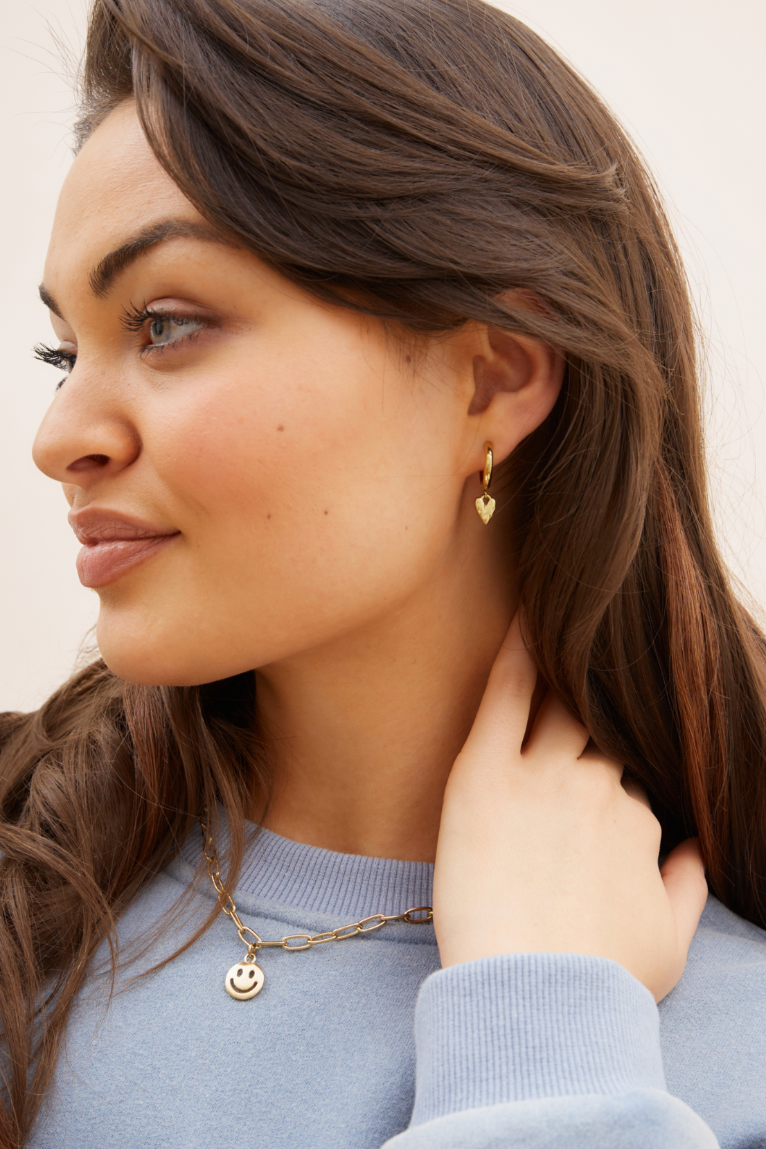 O&F Heart Huggie Earrings