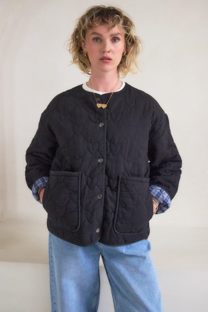 O&F Nell Heart Quilted Jacket