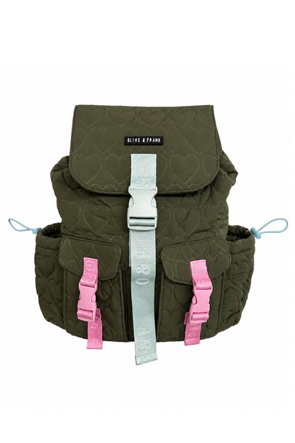 O&F Heart Quilted Backpack