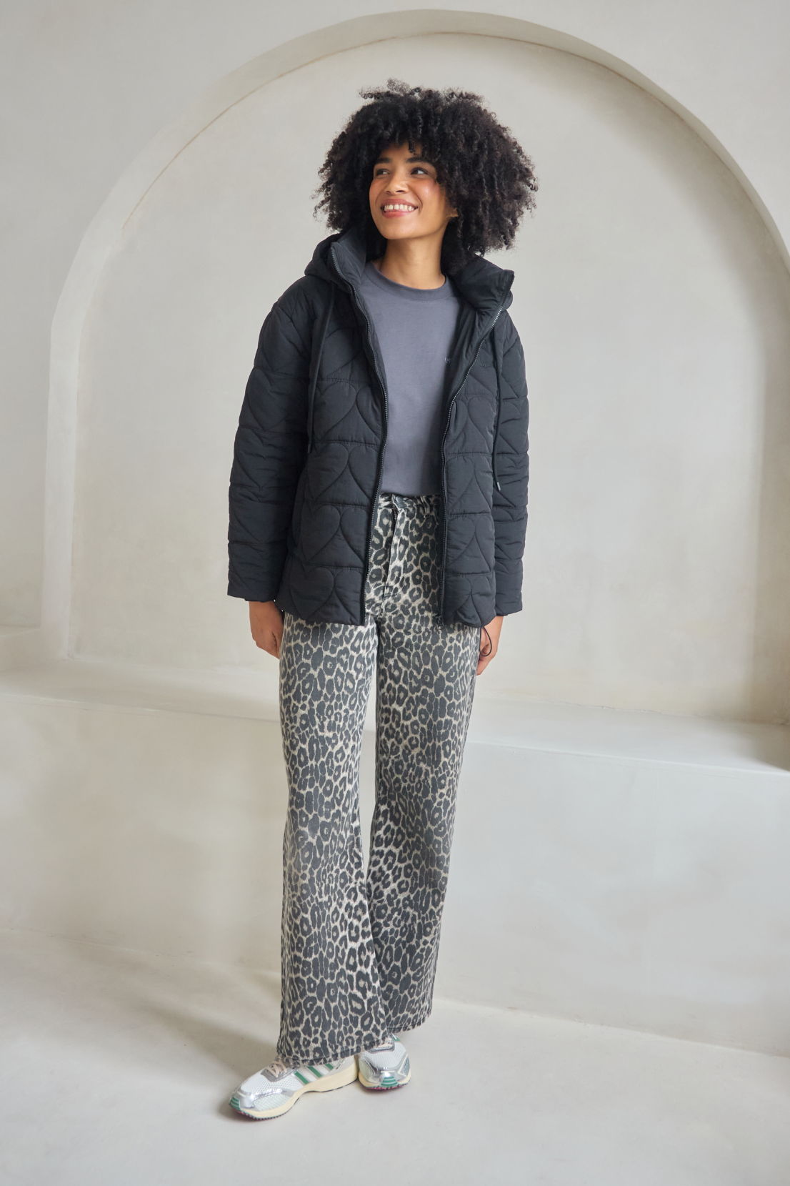 O&F Heart Quilted Coat - Black - Coming Soon