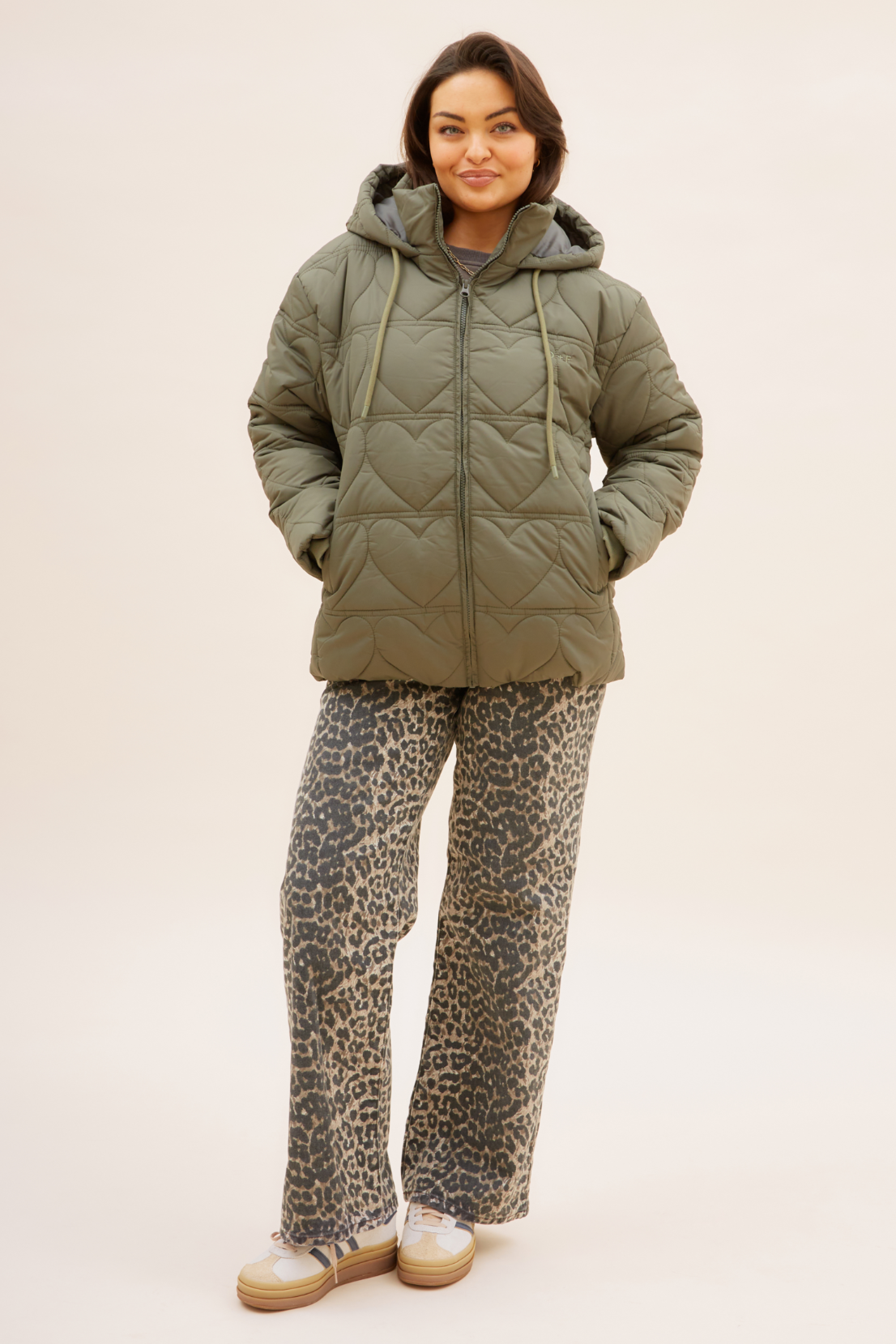 O&F Heart Quilted Coat