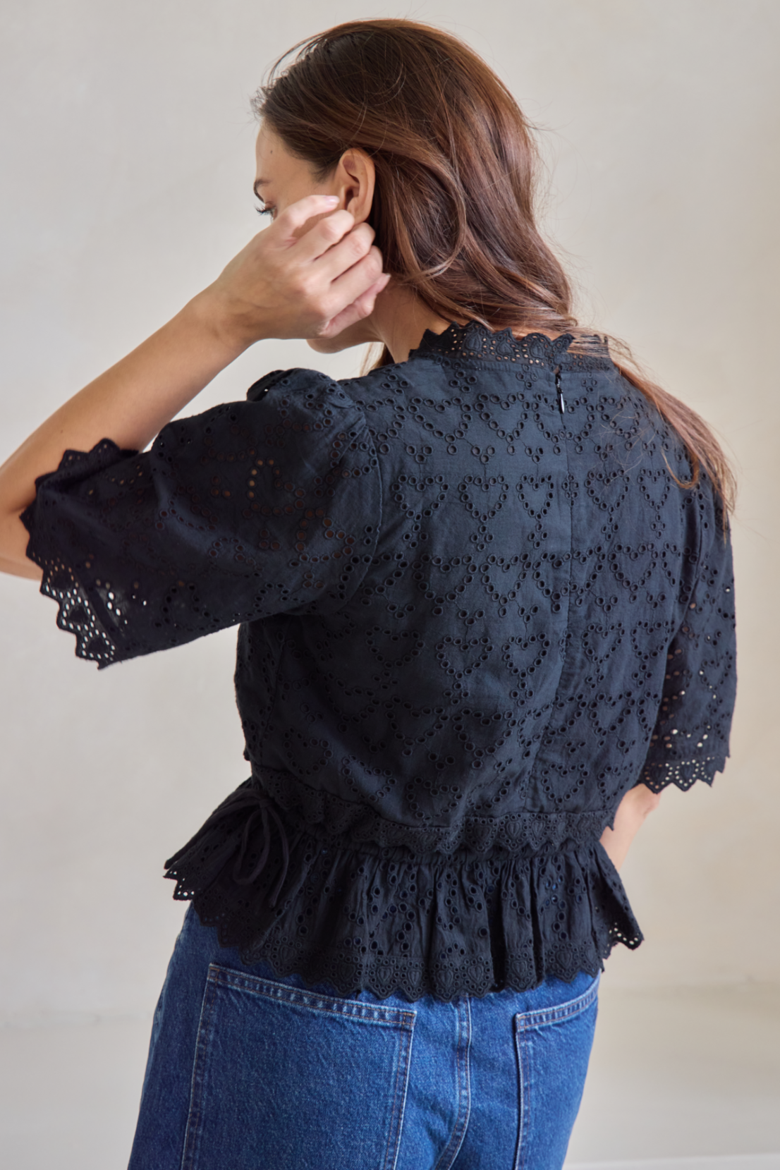 O&F Margo Broderie Anglaise Heart Blouse