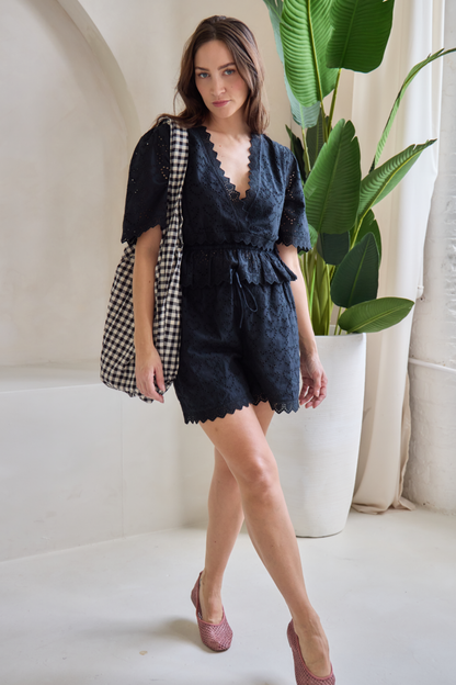 O&F Blake Broderie Anglaise Heart Shorts