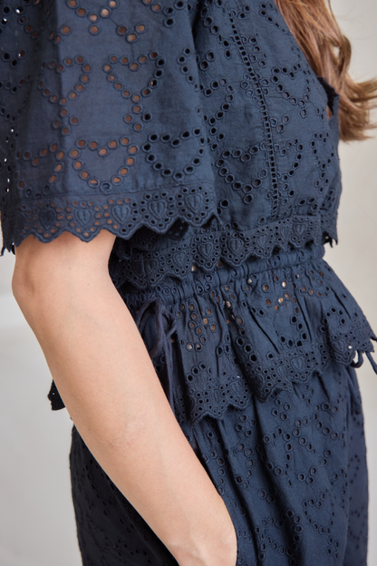 O&F Blake Broderie Anglaise Heart Shorts