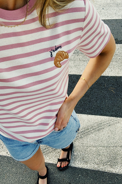O&F J'adore Croissant Short Sleeve Breton Tee