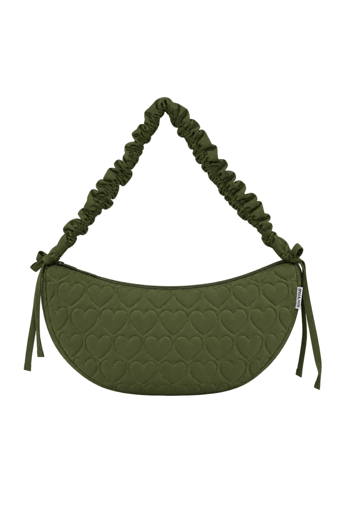 O&F Heart Quilted Sling Bag - Khaki