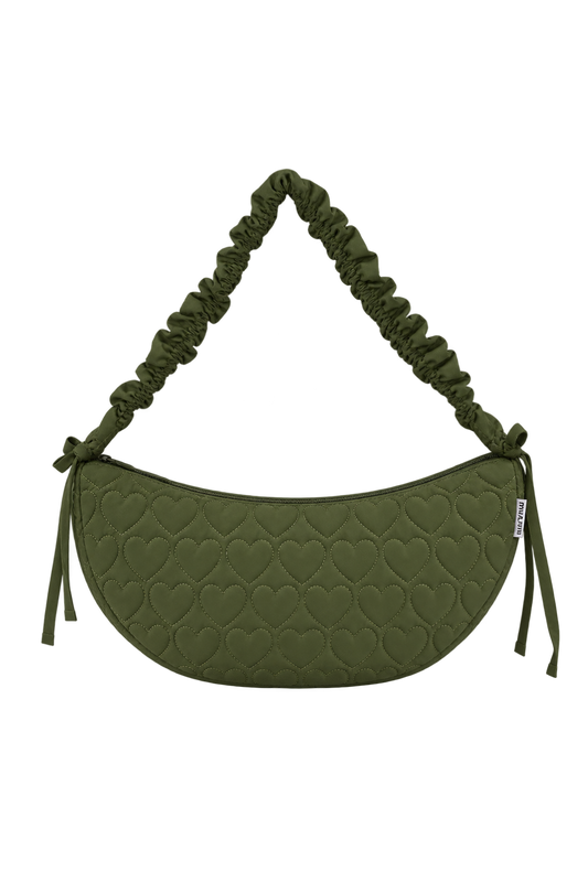 O&F Heart Quilted Sling Bag - Khaki