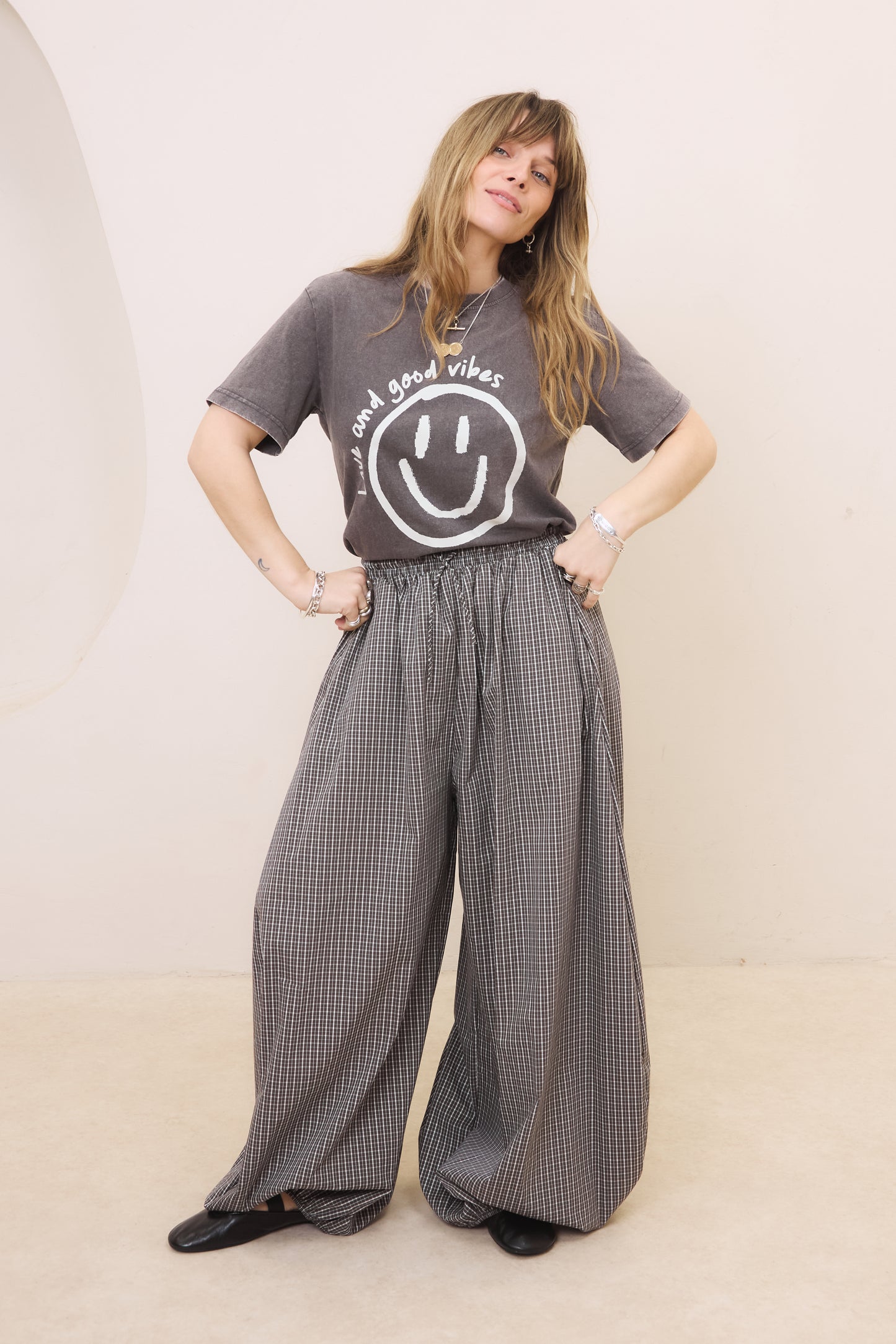 O&F Happy Face Tee - Washed Black