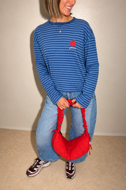 O&F Pomme Embroidered Long Sleeve Breton Tee