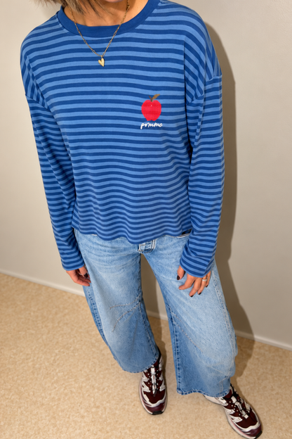 O&F Pomme Embroidered Long Sleeve Breton Tee