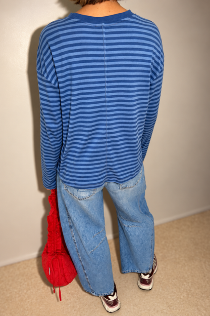 O&F Pomme Embroidered Long Sleeve Breton Tee
