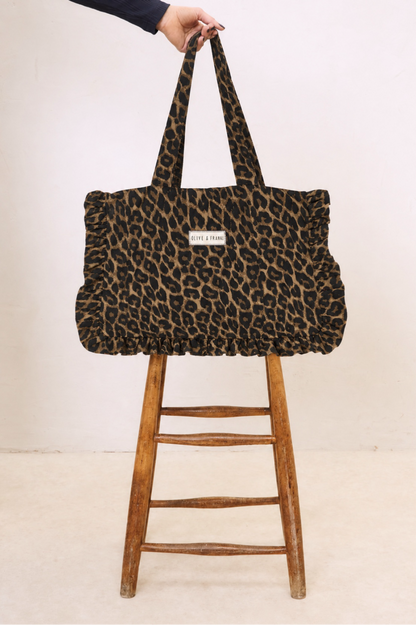 O&F Leopard Frill Tote Bag