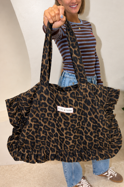 O&F Leopard Frill Tote Bag