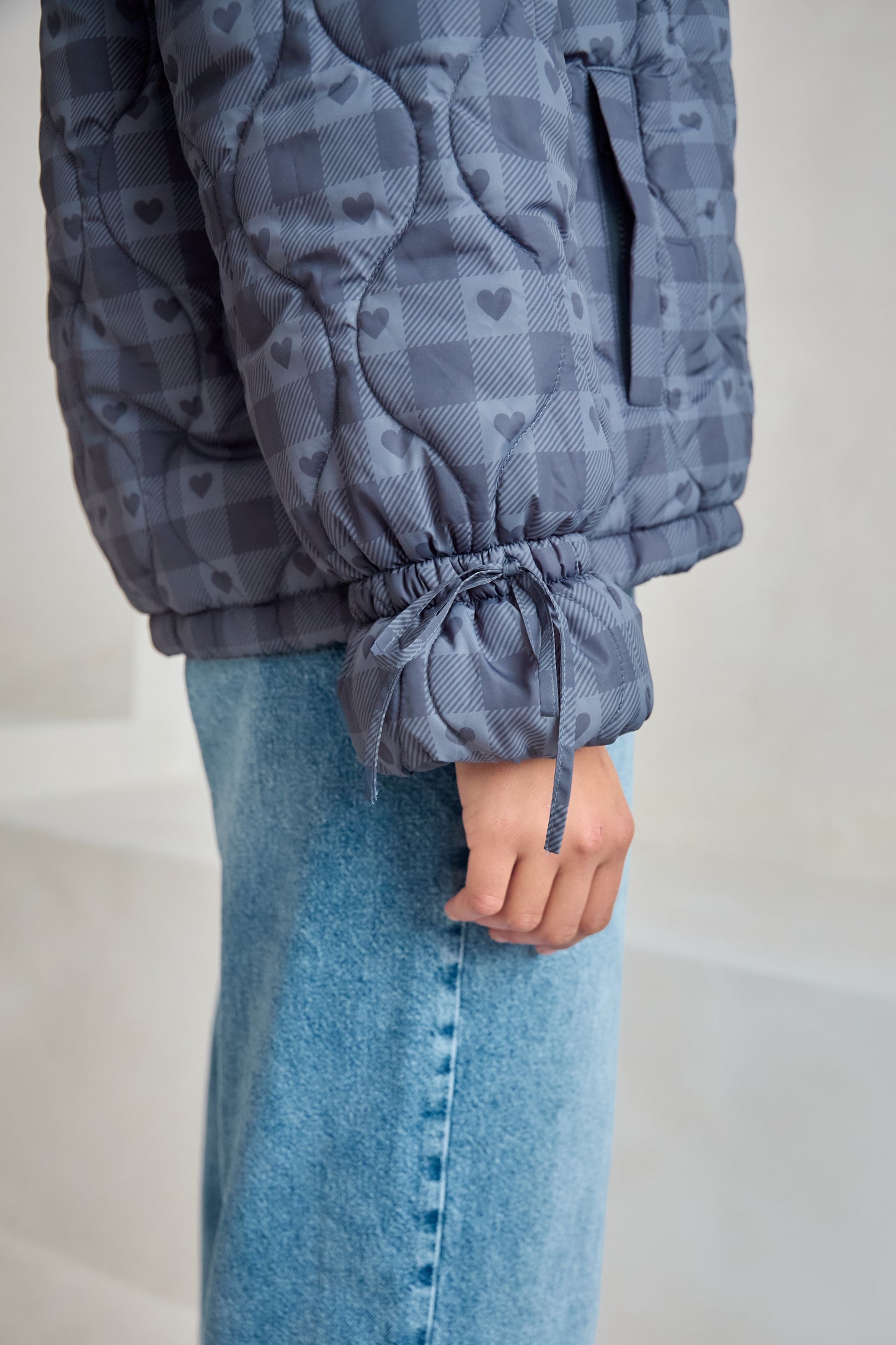 O&F Heart Check Puffer Coat