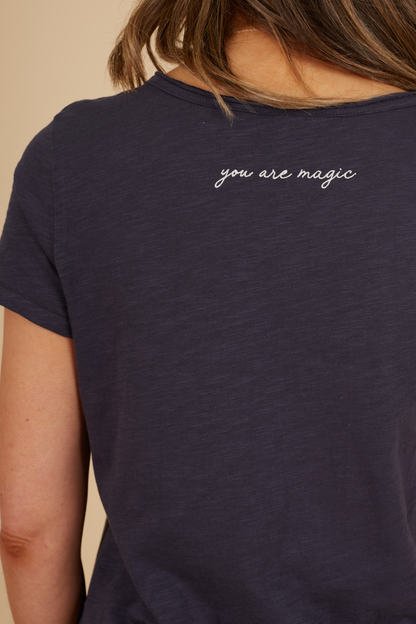 O&F You Are Magic - Navy V Neck Tee