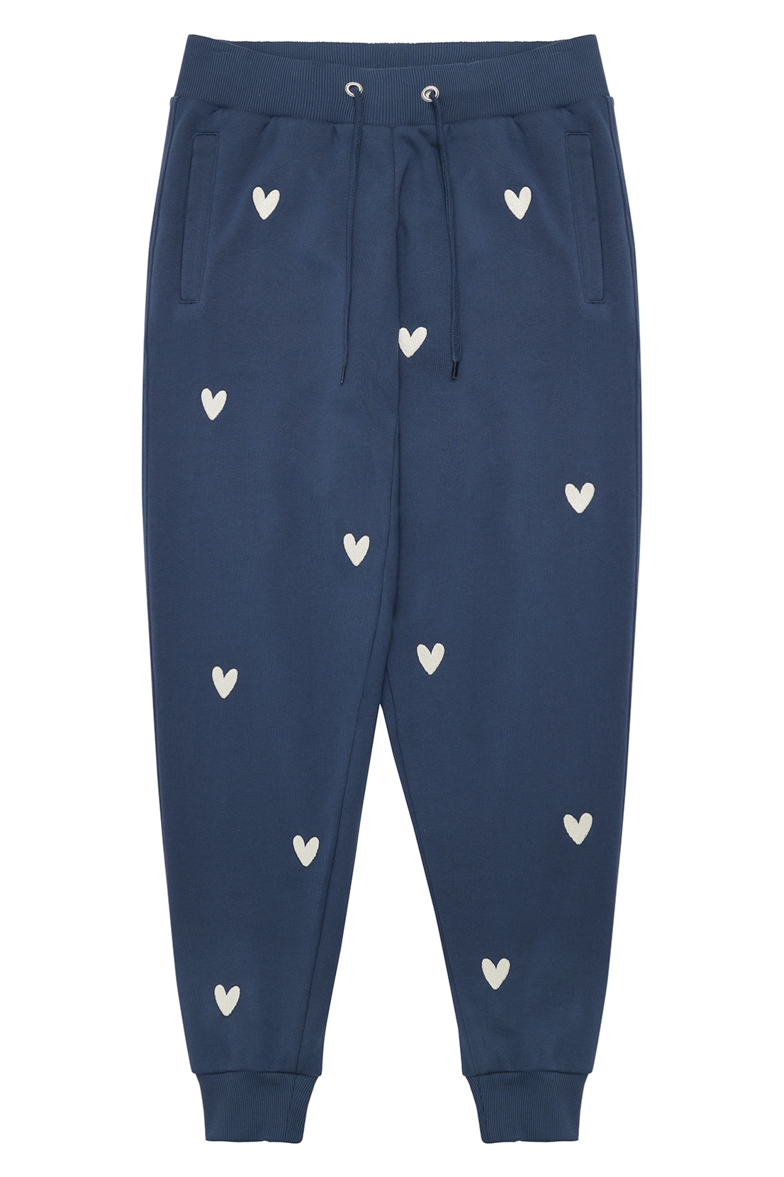O&F Heart Embroidered Joggers - Navy