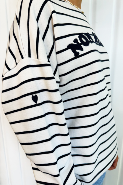 O&F Non Merci Stripe Sweatshirt