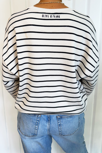 O&F Non Merci Stripe Sweatshirt