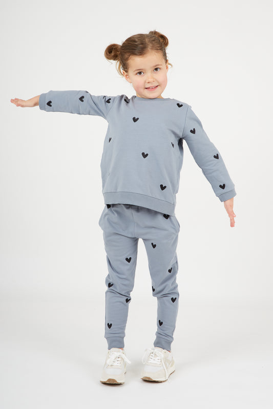 O&F Kids Heart Embroidered Joggers - Blue