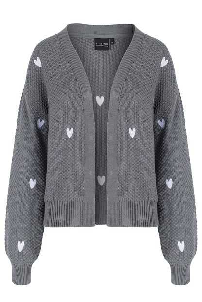 Sample: Grey Heart Embroidered Cardigan - 2XL