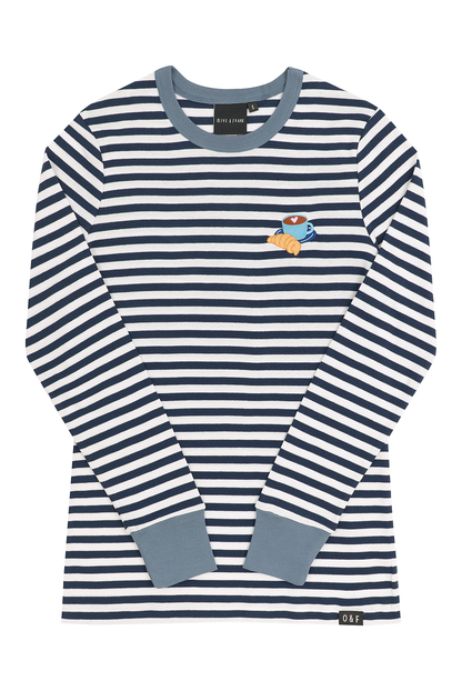 O&F Coffee and Croissant Long Sleeve Breton Tee