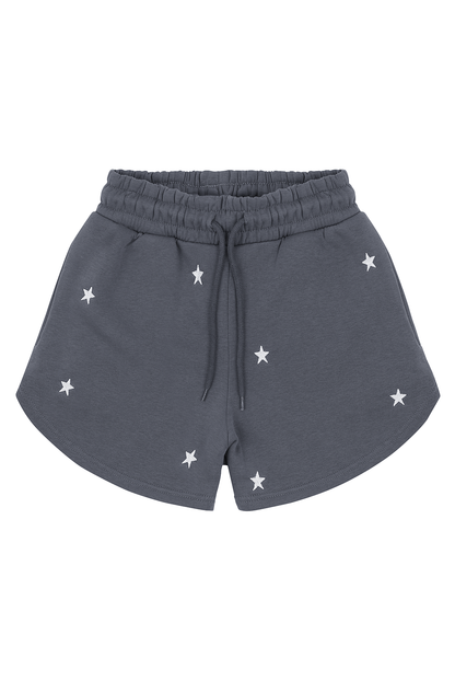 O&F Star Embroidered Shorts - Grey