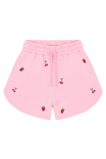 O&F Fruit Embroidered Shorts - Pink