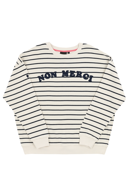 O&F Non Merci Stripe Sweatshirt