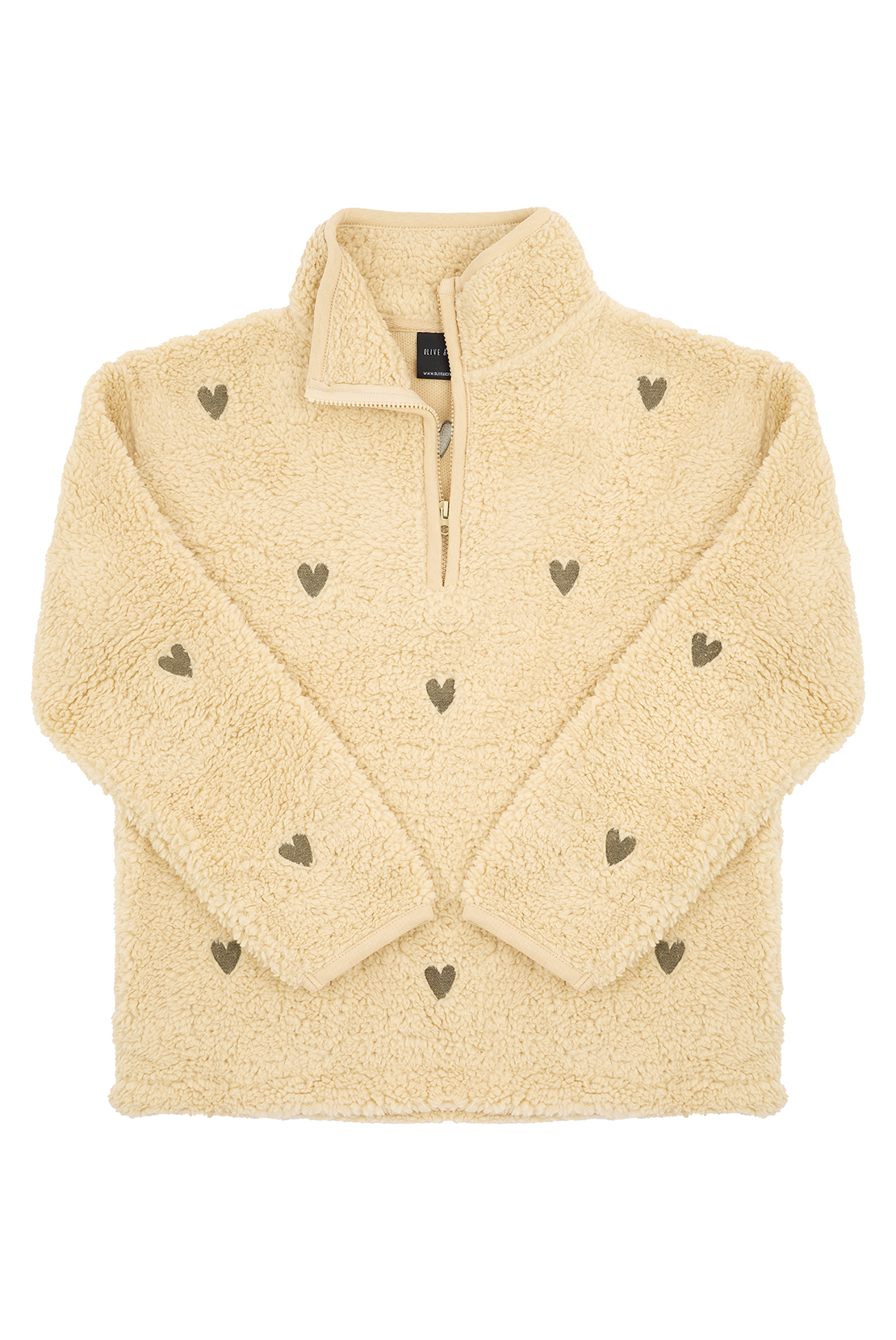 Sample: Heart Embroidered Fleece - Oat - XL