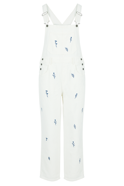 O&F Floral Embroidered Dungarees