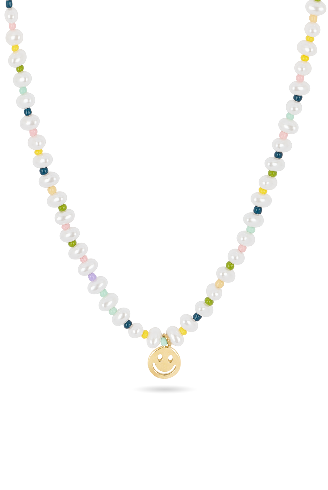 O&F Beaded Happy Face Pendant Necklace