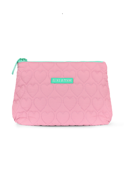 Heart Quilted Cosmetic Bag