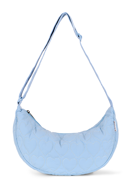 Heart Quilted Cross Body Bag -  Blue
