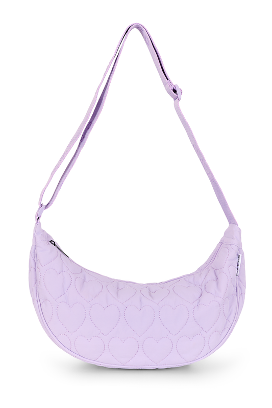 Heart Quilted Cross Body Bag -  Lilac