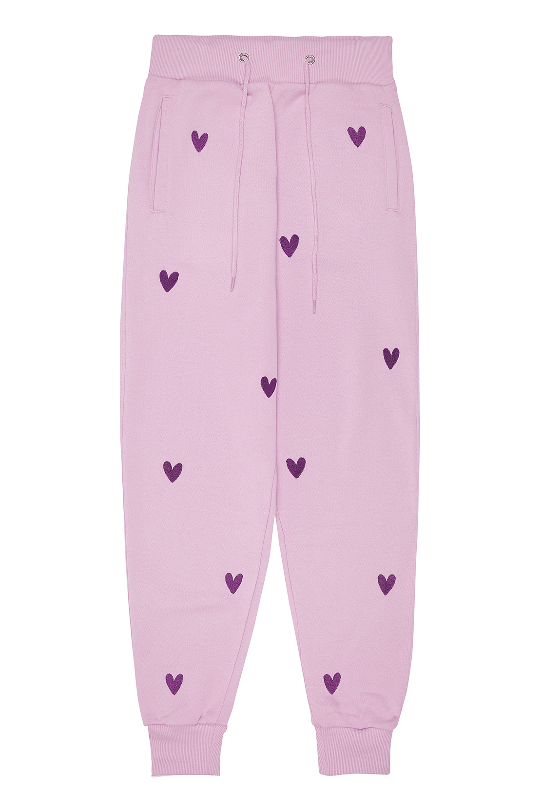 Sample - Lilac Heart Embroidered Joggers - Large